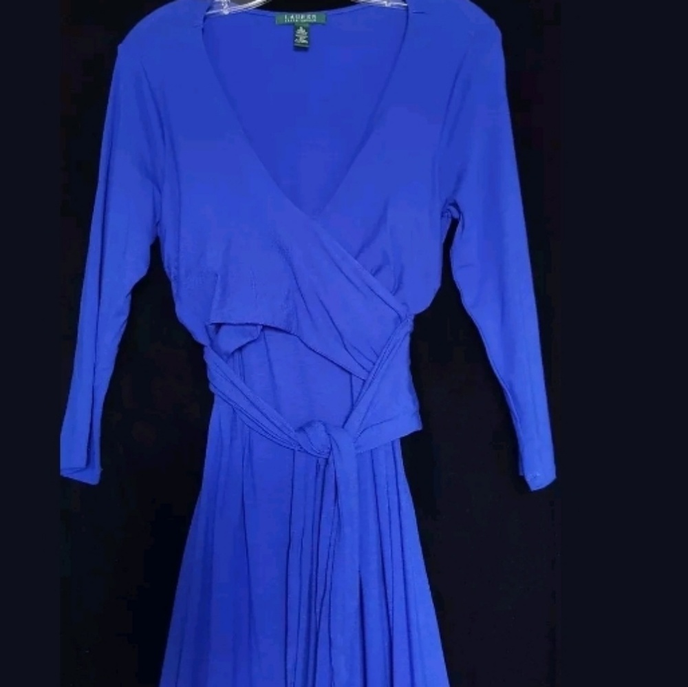 NEW Lauren Ralph  Lauren Cobalt Blue Jersey Dress - Picture 2 of 7